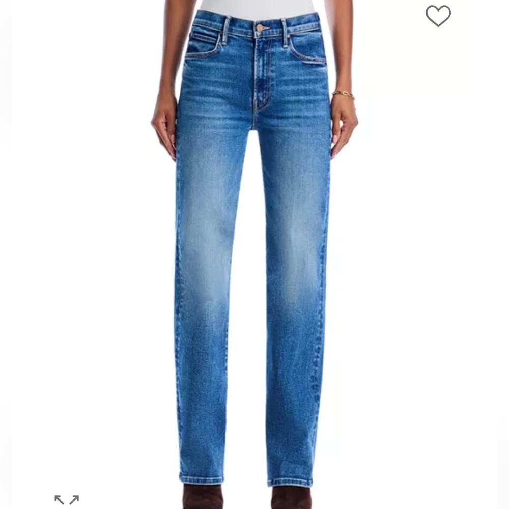 MOTHER Women's Straight Leg Blue Jeans Kick it High Rise Bootcut